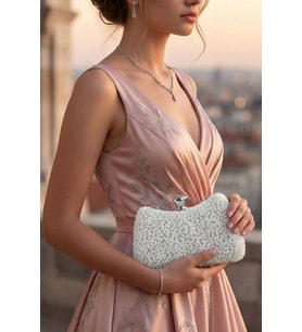 Kristal Taşlı Kadın Abiye Clutch, Omuz Çanta
