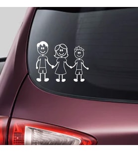 Aile Sticker Anne Baba ve Erkek çocuk Araba Yapıştırma