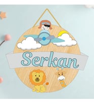 Kişiye Özel Ahşap Bebek Kapı Süsü, Bebek ve Çocuk Odası (UÇAK ) 1
