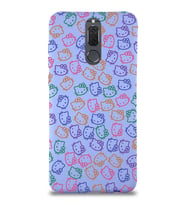 Huawei Mate 10 Lite Uyumlu Lansman Kılıf Hello Kitty Tasarımlı İçi Kadife Lila Kapak (Şeffaf)