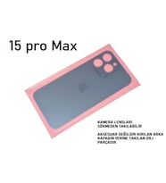 iPhone 15 PRO MAX Arka Pil Batarya Kapağı (CAM) MAVİ