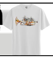 Trumpet City - %100 Pamuklu Kadın Beyaz Tişört - Premium Quality (Siyah - Beyaz)