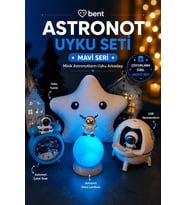 Astronot Figürlü Uyku Seti 4'lü Çocuk Hediye Seti 3 Renk Modlu Şarjlı Astronot Gece Lambası USB Şarjlı Nemlendirici Pilli Çalar Saat Yıldız Yastık