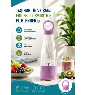 Kablosuz Şarjlı Meyve ve Smoothie Blender Pratik Günlük Kullanım
