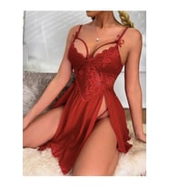Yanları Yırtmaçlı Dantelli Cuplu Mini Tül Gecelik String Takım 2 Parça (Turkuaz)