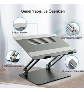 YENİLZD Full Alüminyum Ayarlanabilir MacBook Laptop Standı 10-17 inç