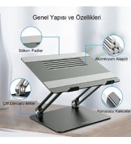 YENİLZD Full Alüminyum Ayarlanabilir MacBook Laptop Standı 10-17 inç