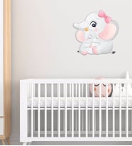 BK Gift Sevimli Fil Tasarımlı Çocuk Odası Ahşap Duvar Süsü-6 (Beyaz)