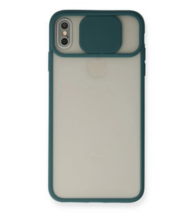 Durukar® iPhone X Kılıf Palm Buzlu Kamera Sürgülü Silikon - Yeşil