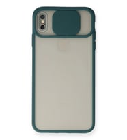 Durukar® iPhone X Kılıf Palm Buzlu Kamera Sürgülü Silikon - Yeşil
