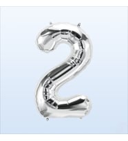2 Yaş Rakam Gümüş Folyo Balon - 76 cm