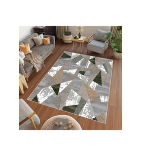 Rovigo Home Dijital Baskı Yıkanabilir Kaymaz Taban Salon Halısı RVG0456 (Gri)