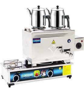 MİZAN MC403 Çift Demlik LPG ve Elektrikli Çay Kazanı 20 Lt + DEMLİK