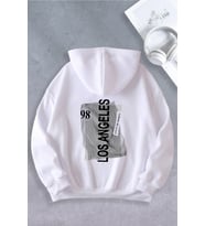 Unisex Kadın Erkek Los Angeles 1998 Baskılı Oversize Sweatshirt (Beyaz)