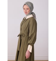 Etnik Desen Saf İpek Twill Eşarp  4308 (Su Yeşili)