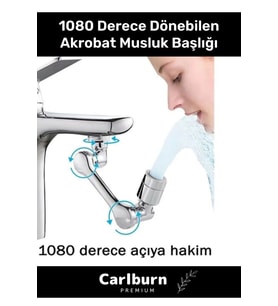 Premium Çift Fonksiyonlu Metal Görünümlü 1080 Derece Dönebilen Akrobat Musluk Ucu Başlığı