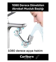 Premium Çift Fonksiyonlu Metal Görünümlü 1080 Derece Dönebilen Akrobat Musluk Ucu Başlığı