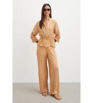 Crinkle Wide Leg Pantolon