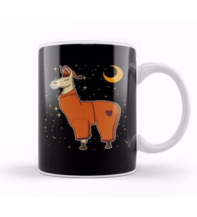 Sleepy Llama Bedtime Pajamas Dreaming Stars Moons Kupa Bardak Porselen