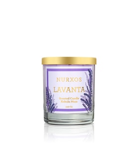 Nurxos Lavanta Kokulu Mum 220 Gr – Çiçeksi Odunsu Soya Mumu - 9662