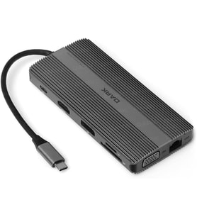 Dark USB 3.1 Gen1 Type C 12 in 1 Ethernet/USB-C & USB-C PD / 2xHDMI / VGA/TF SD Kart Okuyucu / 3xUSB 3.0 / Kulaklık Çoklayıcı - Teşhir