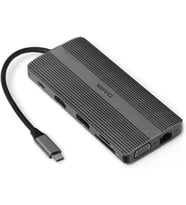 Dark USB 3.1 Gen1 Type C 12 in 1 Ethernet/USB-C & USB-C PD / 2xHDMI / VGA/TF SD Kart Okuyucu / 3xUSB 3.0 / Kulaklık Çoklayıcı - Teşhir