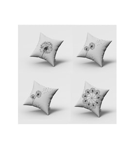 Kırlent Kılıfı 4lu Dijital Baskılı Karahindiba Desen Baskılı Renkli Dekoratif 40x40 (Çok Renkli)