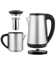 Crown CRW-2201 1800W 1.8 - 0.8 Litre Çelik Hazneli Çaycı Mutfak Kettle Demlikli Ve Süzgeçli Inox