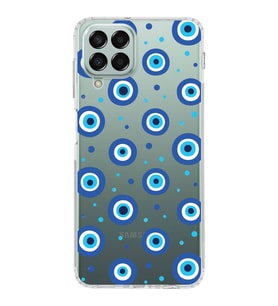 PrintiFy Samsung Galaxy M33 ile Uyumlu 1mm Slim Fit Nazar Boncuğu 1 Baskılı Şeffaf  Kılıf