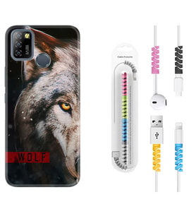 INFINIX Smart 4 5 6 Zero 8 S5 Pro Kılıf Kablo Koruma Spiral Silikon Wolf Eyes 1758