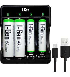 G479 4'lü Pil Şarj Aleti + 2 Adet AA 2700 mAh + 2 Adet AAA 900 mAh Şarjlı Kalem Pilli Set 1.2V Ni-MH