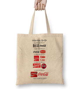 Coca Cola Logo 01 Bez Çanta Uzun Saplı