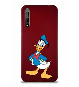 Huawei Y8P Soft Premier Kapak Donald Duck-C Tasarımlı Silikon Kılıf - Mürdüm (Şeffaf)