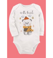 Organik Baskılı Pamuklu Unisex Bebek Body UZUNKOLE40