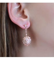 Aslan Başlı Zirkon Taşlı Rose Gold Kaplama Gümüş Küpe