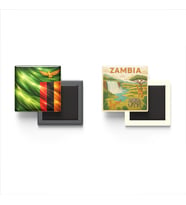 Buzdolap Magnetleri - Zambiya Bayrağı ve Paper Cut Tema - 2'li Set Magneti
