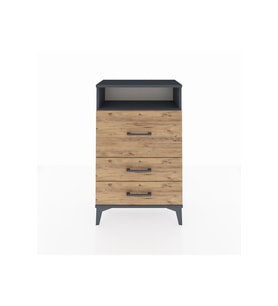 Arges Komodin Tek Raflı 3 Çekmeceli 60x30x96 Antrasit-Çam