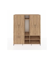 Kronos Dolap 15 Raflı 5 Kapaklı Tek Askılı 220x59x243 Çam-Çam/Çam