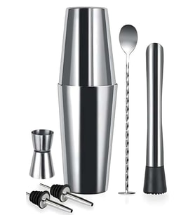 6 Parça Avantajlı Kokteyl Set Boston Shaker (750ml)