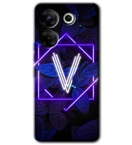 Tecno Camon 20 Pro 5G Kılıf HD Desen Baskılı Kılıf - Dark Neon Yaprak V Harfi