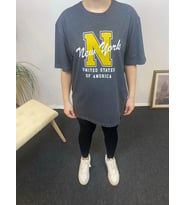 Kadın Bisiklet Yaka Oversize Fit N Baskılı Tişort SPR24TSK113 (Antrasit)