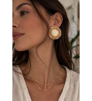 Hasır Yuvarlak Küpe – Gold Detaylı Doğal Şıklık