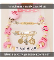 Sahi Aksesuar İsimli Bebek Emzik Zinciri ve İsimli Bebek Künye Seti BEZYI681