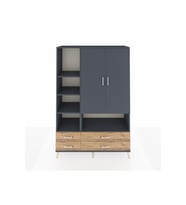 Hyperion Dolap 8 Raflı 4 Çekmeceli 2 Kapaklı 132x44x195 Antrasit-Antrasit/Çam
