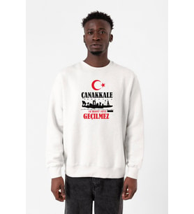 18 Mart Çanakkale Geçilmez Beyaz Erkek 2ip Sweatshirt