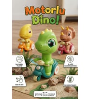 Bas-Git Sürtmeli Dinozor Motosiklet Oyuncak - Eğitici Ve Eğlenceli Dino Figürlü Araba (Pilsiz)