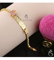 Else Silver Pembe Ayaklı Kelebekli Pullu Zincir Gümüş Bileklik