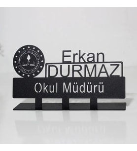 Okul Müdürü Masaüstü İsimlik - Kişiye Özel Metal Masa İsimliği - Hediye Ofis İsimlik