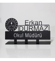 Okul Müdürü Masaüstü İsimlik - Kişiye Özel Metal Masa İsimliği - Hediye Ofis İsimlik