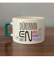 Dünyanın En Annesi Baskılı Yeşil Kulplu C Fincan